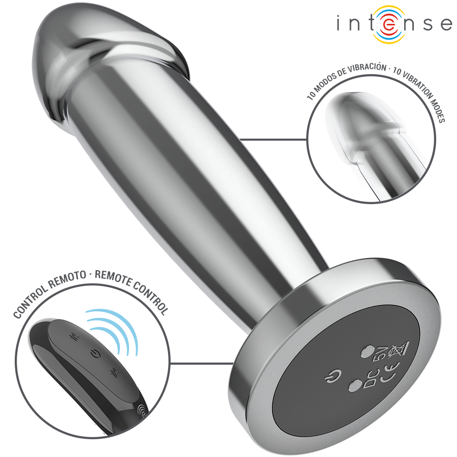INTENSE - PLUG ANAL 10 VIBRAÇÕES DILDO DE METAL COM CONTROLE REMOTO S - Image 3