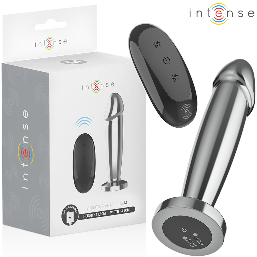 Vigoroso INTENSE - PLUG ANAL 10 VIBRAÇÕES DILDO DE METAL COM CONTROLE REMOTO M