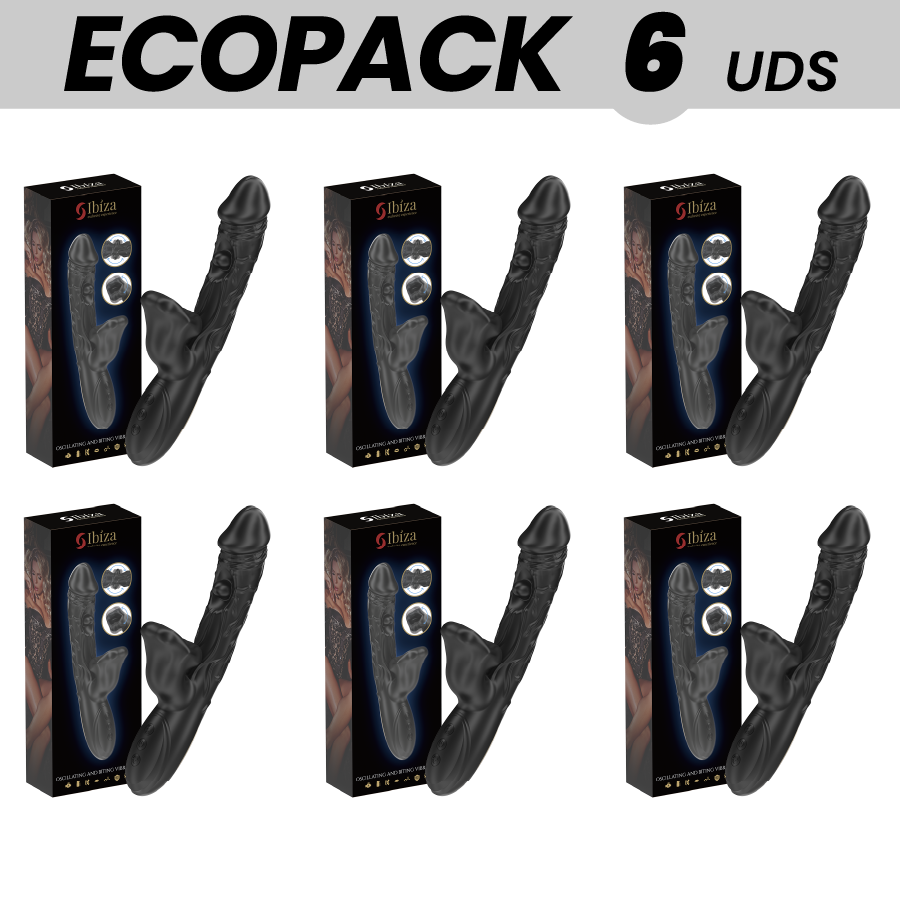 Vigoroso ECOPACKS 6 UNIDADES - VIBRADOR IBIZA E ESTIMULADOR DE CLITÓRIS COM EFEITO DE MORDIDA E ROTAÇÃO