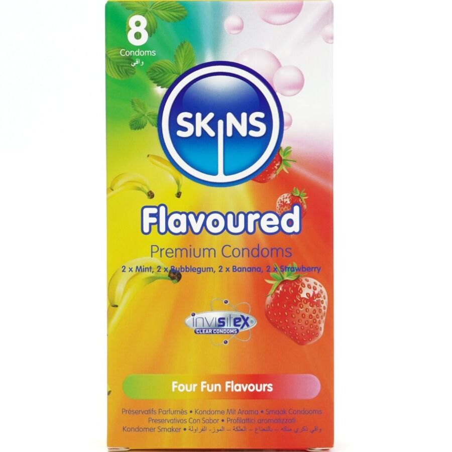 Vigoroso - SKINS - PRESERVATIVOS PREMIUM MULTI SABORES PACOTE 8