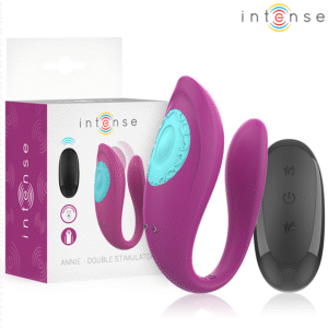 Vigoroso INTENSE - ANNIE VIBRADOR E ESTIMULADOR EM FORMA DE U ROXO CONTROLE REMOTO