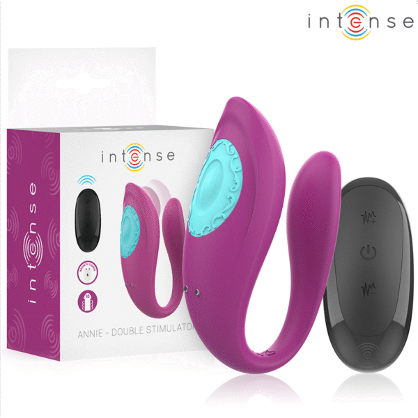 Vigoroso INTENSE - ANNIE VIBRADOR E ESTIMULADOR EM FORMA DE U ROXO CONTROLE REMOTO