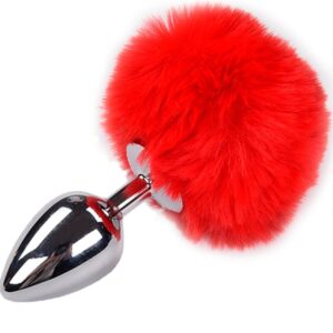 vVigoroso ALIVE - PLUG DE PRAZER ANAL METAL LISO FLUFFY VERMELHO TAMANHO S