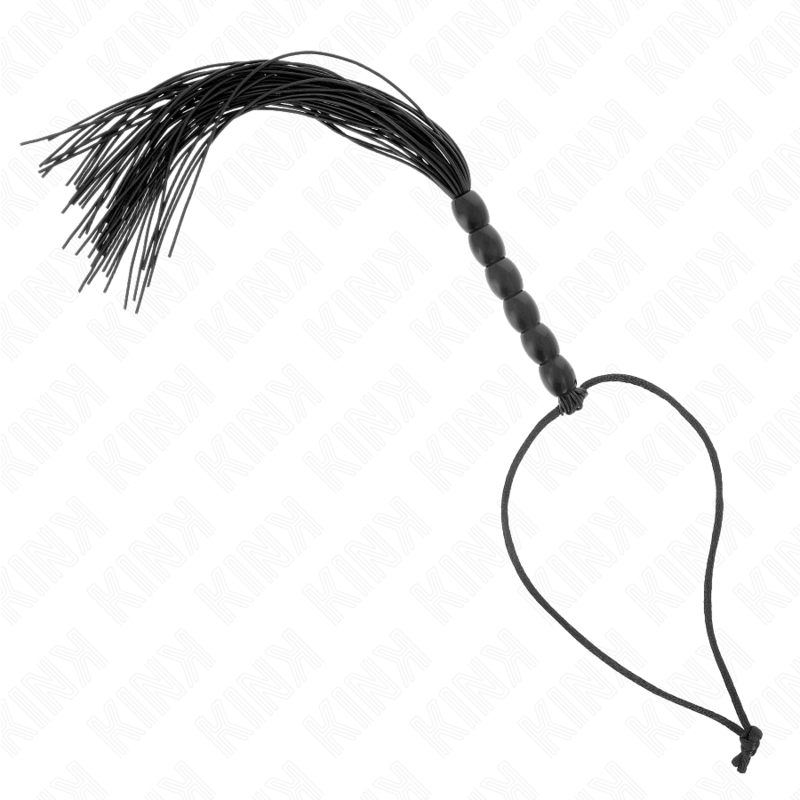 vVigoroso KINK - MINI CHICOTE DE SILICONE COM 6 CONTAS PRETAS 26 CM