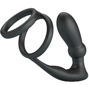 Vigoroso PRETTY LOVE - ANEL PENIS EMONI + PLUG ANAL 12 VIBRAÇÕES PRETO