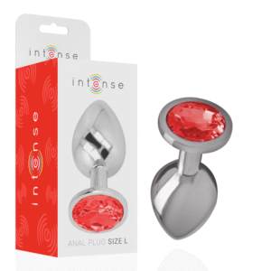 vVigoroso INTENSE - PLUG ANAL DE METAL DE ALUMÍNIO COM CRISTAL VERMELHO TAMANHO L