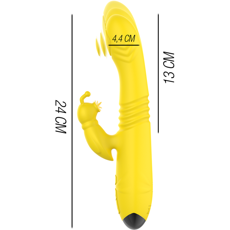 INTENSE - VIBRADOR MULTIFUNO TOKY PARA CIMA E PARA BAIXO COM ESTIMULADOR CLITÓRICO AMARELO - Image 3