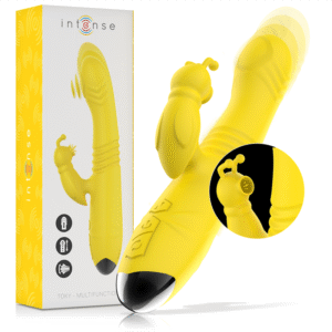 Vigoroso INTENSE - VIBRADOR MULTIFUNO TOKY PARA CIMA E PARA BAIXO COM ESTIMULADOR CLITÓRICO AMARELO