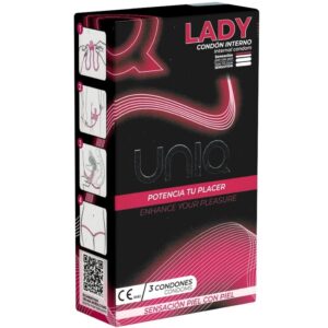 Vigoroso - UNIQ - LADY CONDOM PRESERVATIVOS FEMININOS SEM LÁTEX COM CINTA LIGA 3 UNIDADES