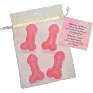 vVigoroso DIABLO PICANTE - 4 MINI SABONETES PERFUMADOS EM FORMA DE PÊNIS ROSA