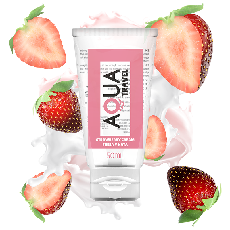 vVigoroso AQUA TRAVEL - LUBRIFICANTE À BASE DE ÁGUA DE CREME DE MORANGO - 50 ML