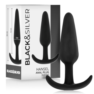 vVigoroso BLACK&SILVER - PLUG ANAL DE SILICONE HANSEL COM CABO PEQUENO