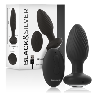 vVigoroso BLACK&SILVER - PLUG DE POÇOS SILICONE ANAL ROTATOR CONTROLE REMOTO
