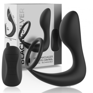 Vigoroso BLACK&SILVER - MASSAGER ANAL COM CONTROLE REMOTO SILICONE RECARREGVEL PRETO