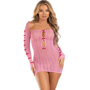 vVigoroso LEG AVENUE - VESTIDO CORAÇÃO E LAÇOS ROSA TAMANHO ÚNICO