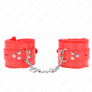 vVigoroso KINK - PULSO FORRO DE PELE COM FUROS QUADRADOS VERMELHO E CINTO VERMELHO AJUSTÁVEL 17-29 CM X 6 CM