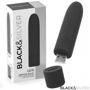 Vigoroso BLACK & SILVER - GERI USB RECARREGÁVEL VIBRATÓRIA BULLET 8 VIBRAÇÕES PRETO 10 X 2