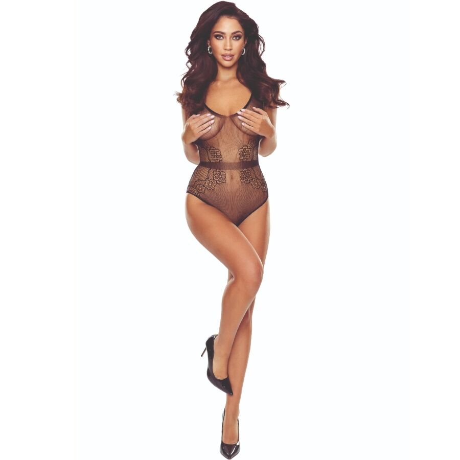 vVigoroso PASSION - BS115 BLACK GRID BODYSTOCKING