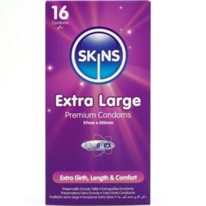 Vigoroso - SKINS - PRESERVATIVOS EXTRA GRANDE PREMIUM PACOTE COM 16