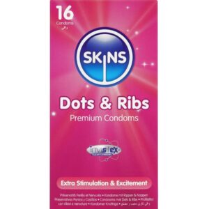 Vigoroso - SKINS - DOTS & RIBS PREMIUM PRESERVATIVOS PACOTE COM 16