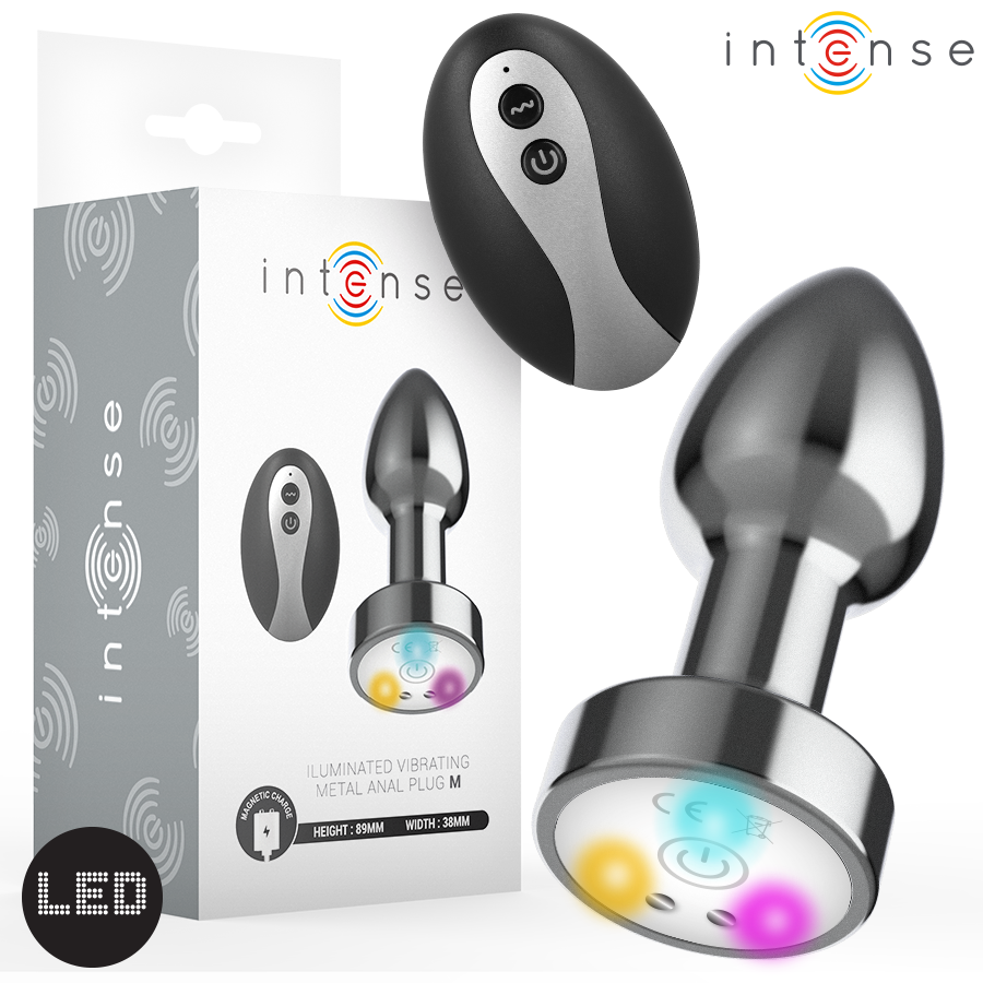 Vigoroso INTENSE - PLUG ANAL DE METAL VIBRANTE COM LUZES LED E CONTROLE REMOTO - TAMANHO M