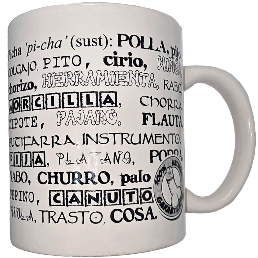 vVigoroso DIABLO PICANTE - CANECA BRANCA COM SINÔNIMOS DE PÊNIS 370 ML