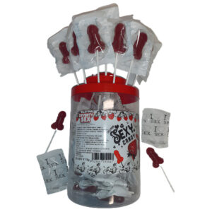 vVigoroso DIABLO PICANTE - 50 PIRULITOS DE PÊNIS DE MORANGO E CEREJA 50 UNIDADES