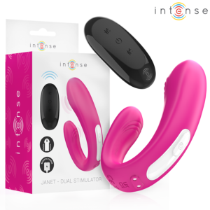 Vigoroso INTENSE - JANET DUAL ESTIMULADOR EM U E VIBRADOR COM CONTROLE REMOTO ROSA
