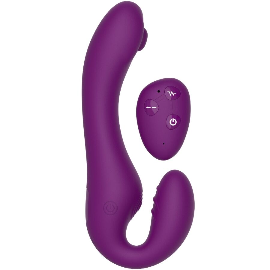 Vigoroso XOCOON - VIBRADOR STRAP-ON 2 EM 1 SEM ALÇAS COM CONTROLE REMOTO ROXO