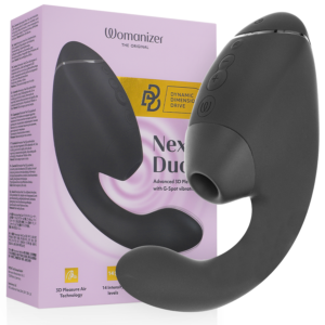 Vigoroso WOMANIZER - DUO NEXT ESTIMULADOR DUPLO DE CLITOR E PONTO G PRETO