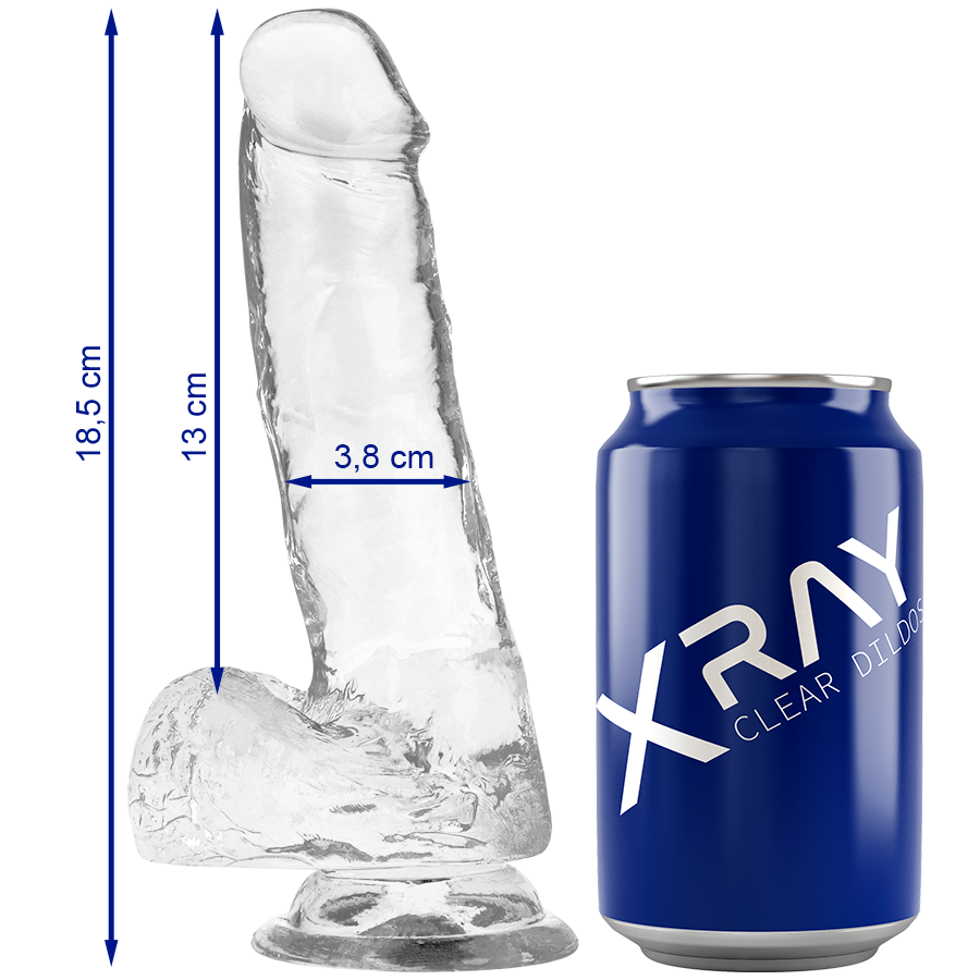 Vigoroso X RAY - DILDO TRANSPARENTE COM BOLAS 18.5 CM -O- 3.8 CM