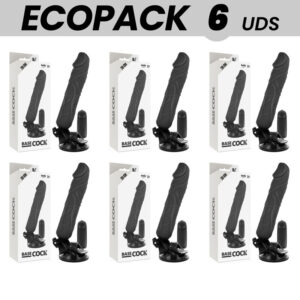 Vigoroso ECOPACK 6 UNIT - BASECOCK CONTROLE REMOTO VIBRADOR REALÍSTICO PRETO 20 CM -O- 4 CM
