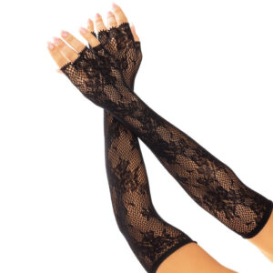 vVigoroso LEG AVENUE - LUVAS SEM DEDOS DA REDE FLORAL PRETAS
