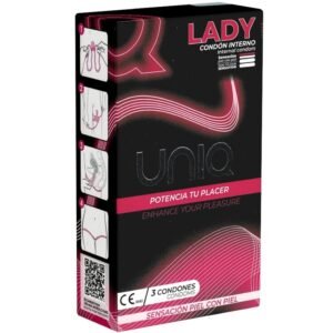 Vigoroso - UNIQ - LADY CONDOM PRESERVATIVOS FEMININOS SEM LÁTEX COM CINTA LIGA 3 UNIDADES