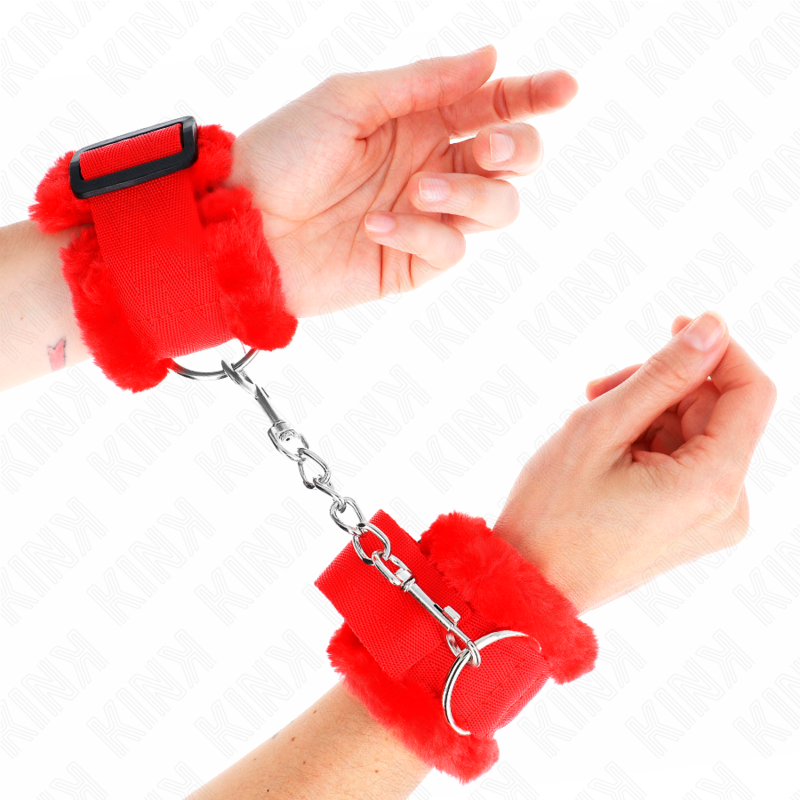 vVigoroso KINK - PULSO FORRO PELUDO VERMELHO AJUSTÁVEL 17-31 CM X 7 CM