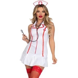 vVigoroso LEG AVENUE - FANTASIA DE ENFERMEIRA-CHEFE BRANCA M/G