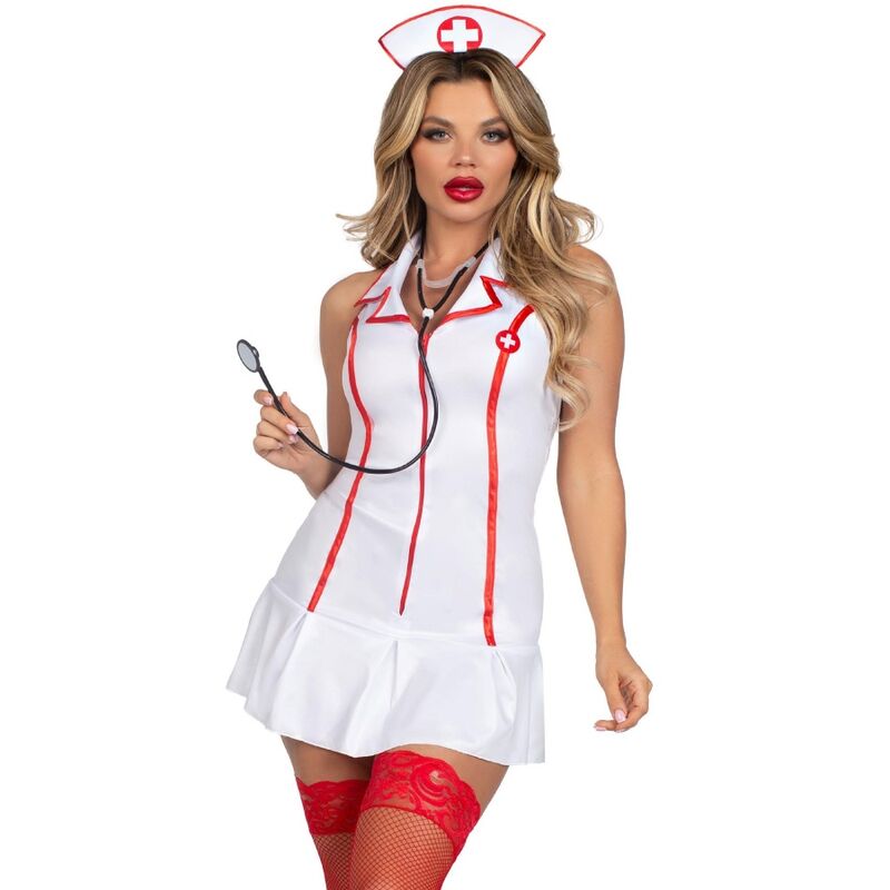 vVigoroso LEG AVENUE - FANTASIA DE ENFERMEIRA-CHEFE BRANCA M/G