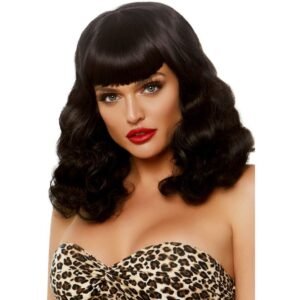 vVigoroso LEG AVENUE - PERUCA RETRO CURLY COM FRANJA PRETA LUMINISCENTE