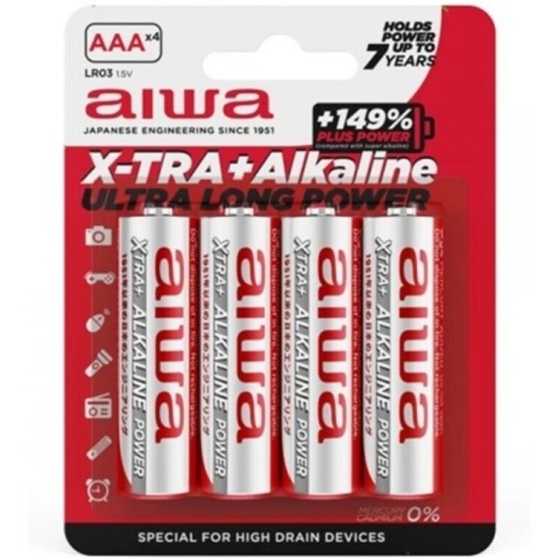 vVigoroso AIWA - X-TRA ALKALINE AAA BATERIA ALCALINA LR03 BLISTER*4