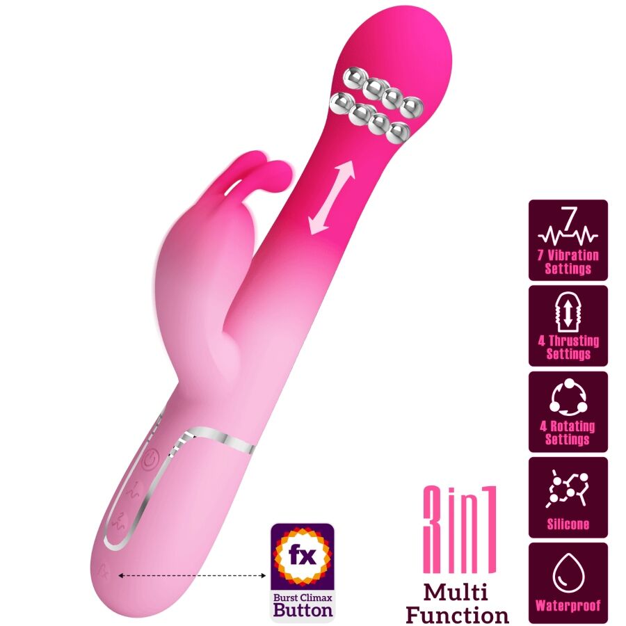 Vigoroso PRETTY LOVE - DEJON 3 EM 1 MULTIFUNCIONAL RABBIT VIBRADOR ROSA