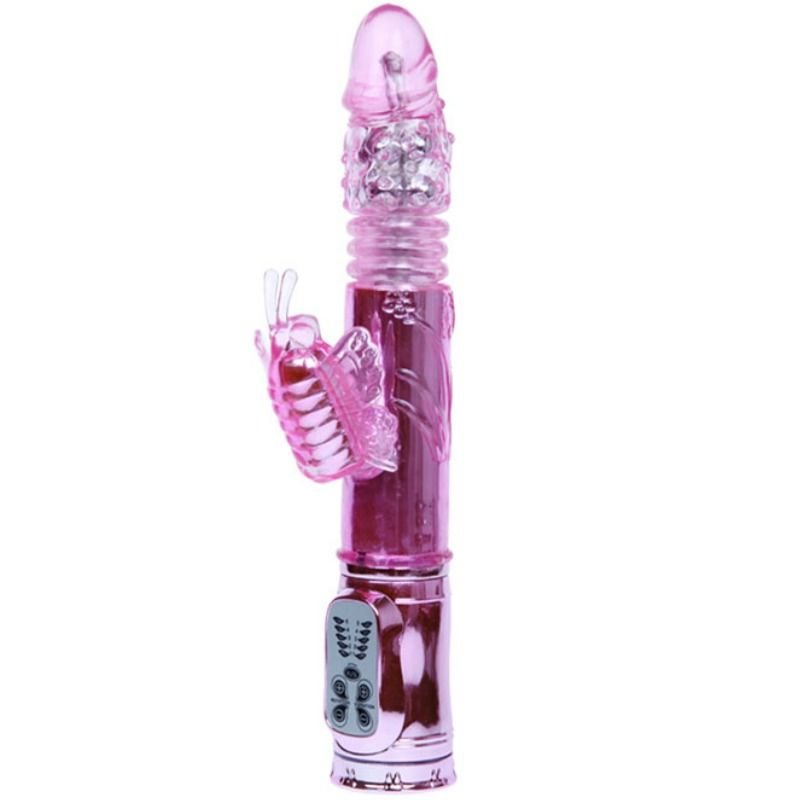 Vigoroso BAILE - VIBRADOR RECARREGVEL COM ROTAO E ESTIMULADOR DE BORBOLETA PULSANTE