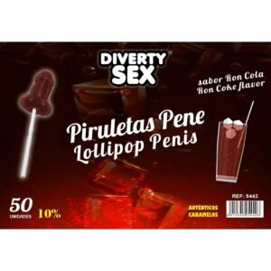 vVigoroso DIABLO GOLOSO - 50 PÊNIS PIRULITOPS RON COLA SABOR 10% ÁLCOOL