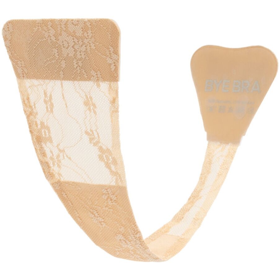 vVigoroso BYE-BRA - TANGA ADHESIVO ENCAJE BEIGE TALLA ÚNICA