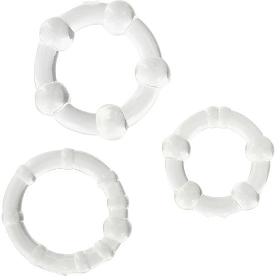 Vigoroso SEVEN CREATIONS - CONJUNTO DE TRÊS ANÉIS PARA PÉNIS TRANSPARENTES