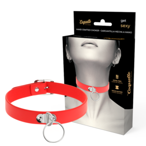 vVigoroso COQUETTE CHIC DESIRE - COLAR DE COURO VEGANO VERMELHO ACESSÓRIO FETISH MULHER