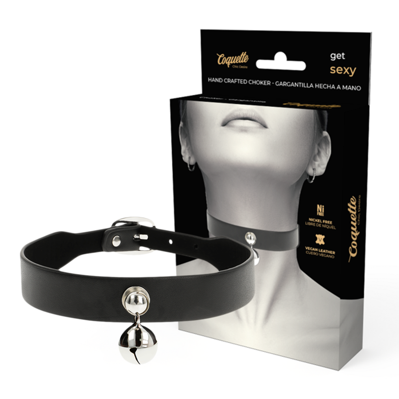 vVigoroso COQUETTE CHIC DESIRE - COLAR DE COURO VEGANO MULHER ACESSÓRIO DE CHOCALHO