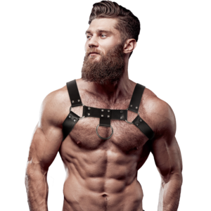 vVigoroso FETISH SUBMISSIVE ATTITUDE - ARNÊS DE PEITO DE COURO ECOLÓGICO MASCULINO