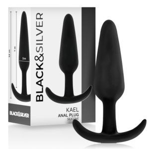 vVigoroso BLACK&SILVER - PLUG ANAL DE SILICONE KAEL COM CABO MÉDIO
