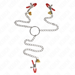 vVigoroso KINK - BELL TRIPLE NIPPLE AND CLIT CAMPS VERMELHO COM CORRENTE 30 CM