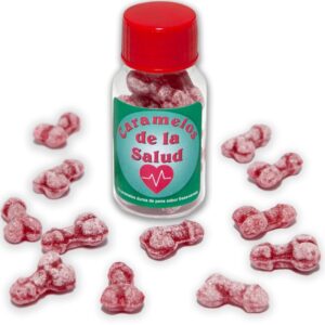 vVigoroso DIABLO PICANTE - 12 DOCES SAUDVEIS FORMATO DE PÊNIS MORANGO/CEREJA